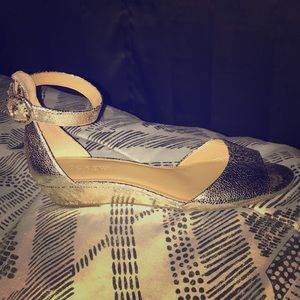 J. Crew Metallic demi-wedge sandals